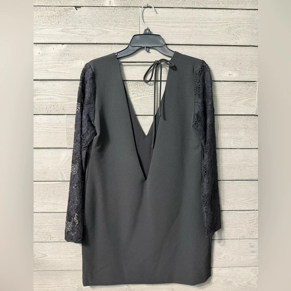 NWT The KOOPLES Vestiaire Black Lace Sleeve LBD Mini Dress Sz 3 US L Summer Date - Picture 8 of 10